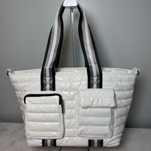 Think Royln Jr Wingman Tote Bag Large Patent White